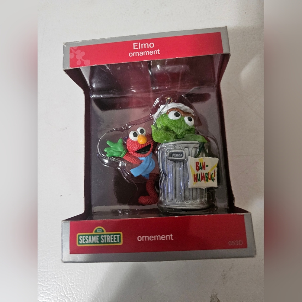 American Greetings Heirloom Sesame Street Oscar & Elmo Bah-Humbug Ornament~2013